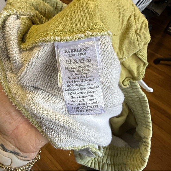 Everlane Women's Sz S 100% Organic Cotton Track Jogger Pants 25" Green Pockets - Picture 4 of 5